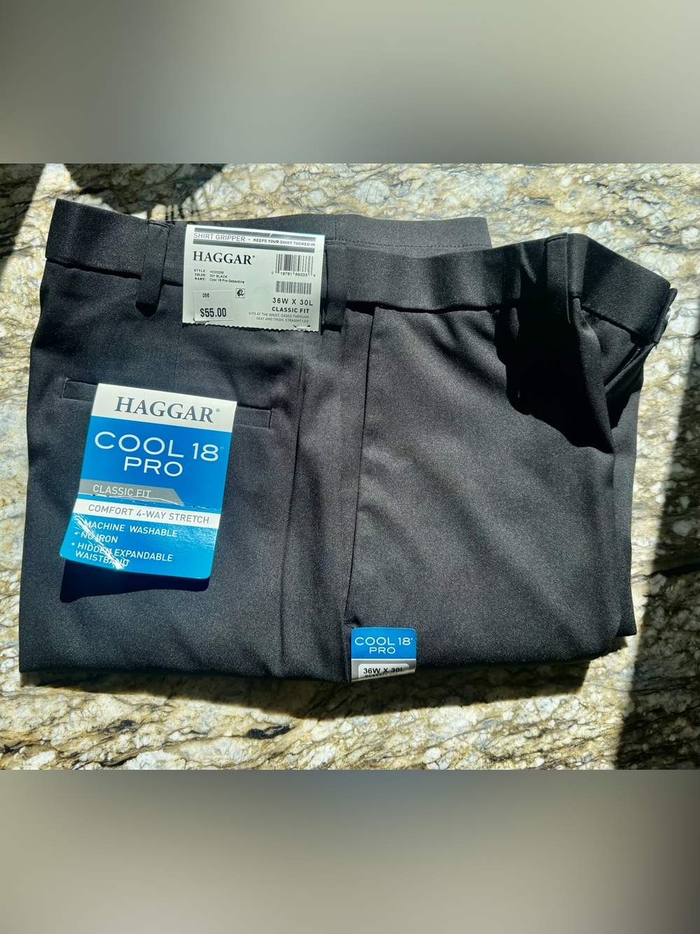 Haggar Cool 18 Pro Men's Black Dress Pants